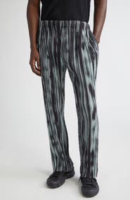 Homme Plissé Issey Miyake Brushstroke Stripe Pleated Pants