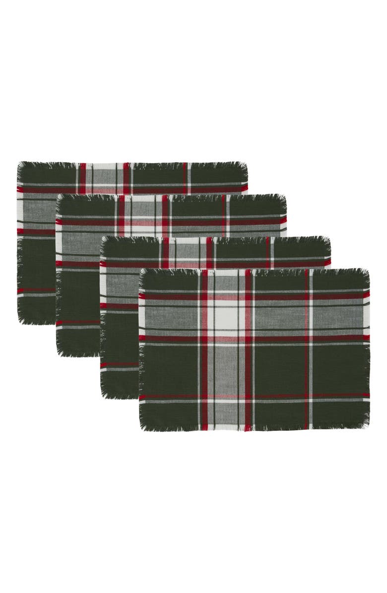 Design Imports Heck the Halls Plaid Set of Four Placemats, Main, color, Deck The Halls Plaid