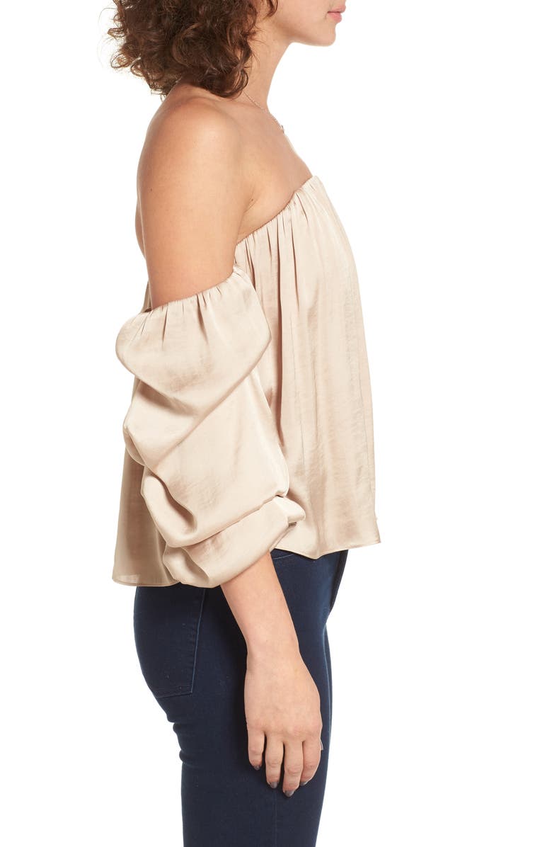 Leith Gathered Satin Off-the-Shoulder Top, Alternate, color,