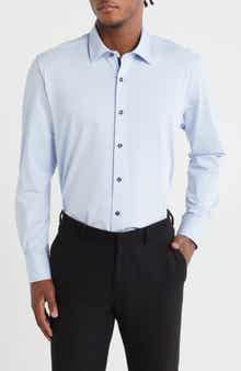 LEVINAS Tailored Fit Solid Cotton Dress Shirt
