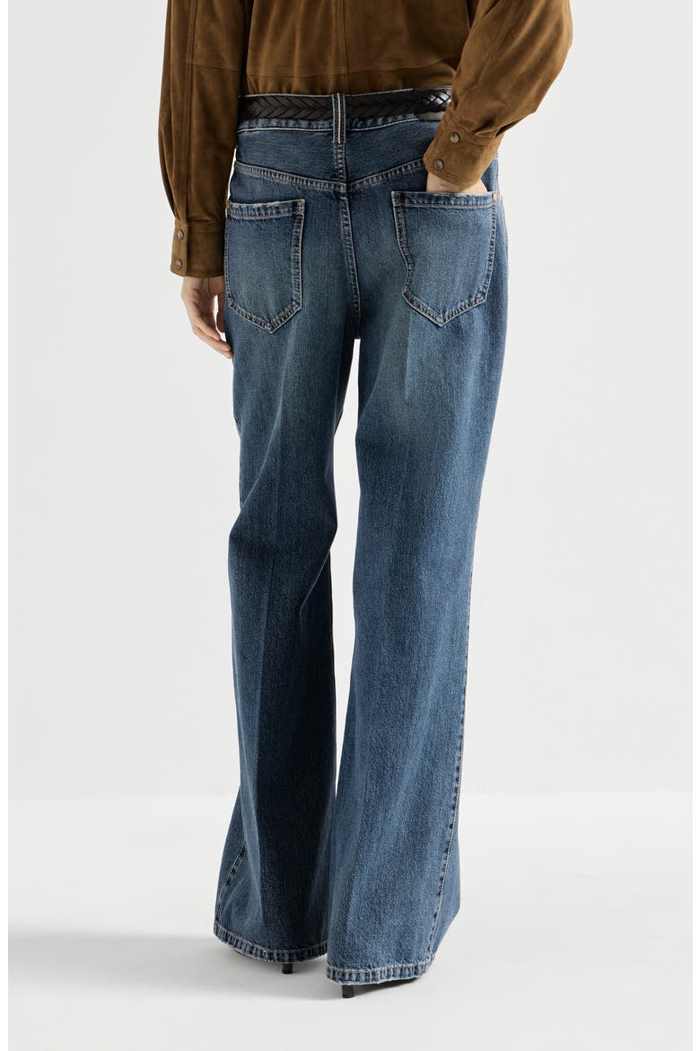 Authentic denim contemporary loose trousers with monili, Alternate, color, Denim