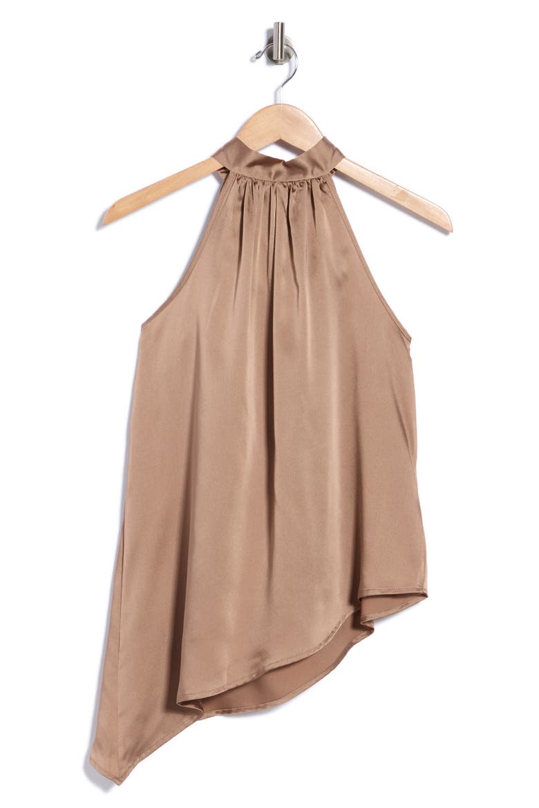 Halter Neck Asymmetrical Top, Main, color, DUNE