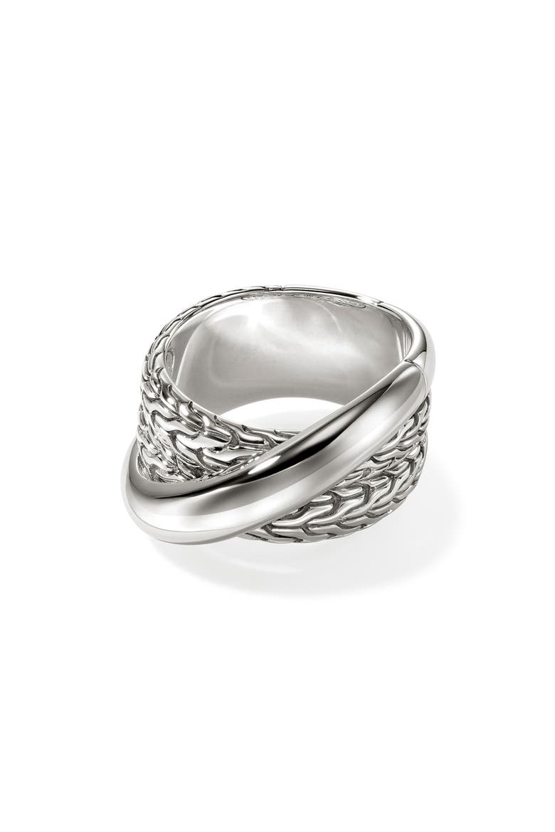 JH Essentials Crossover Ring, Wide, Main, color, SILVER