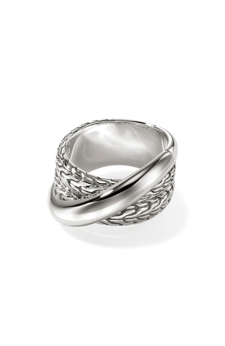 John Hardy JH Essentials Crossover Ring, Wide, Main, color, Silver