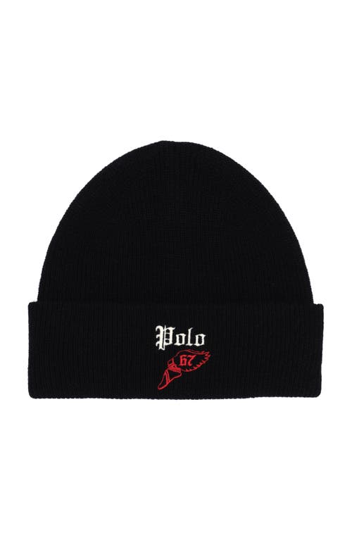 Polo Ralph Lauren Winged Foot Beanie In Brown
