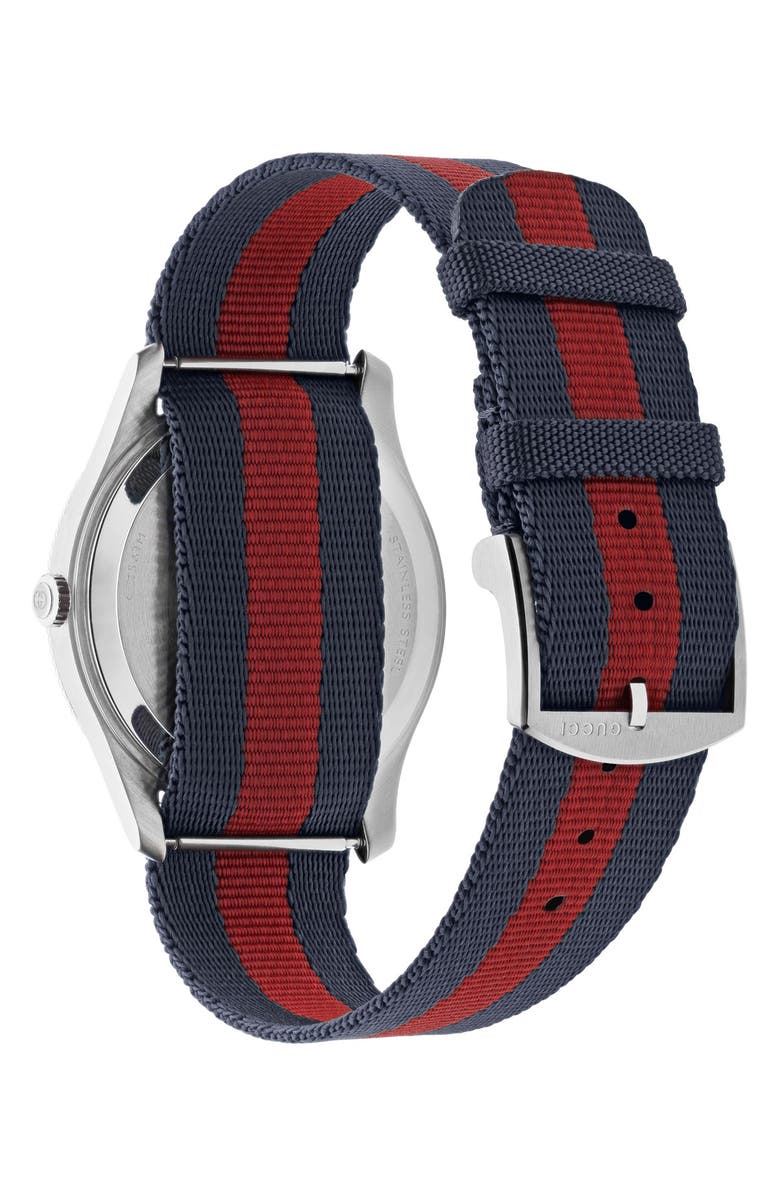 Gucci G-Timeless Nylon Strap Watch, 38mm, Alternate, color, Silver/Blue
