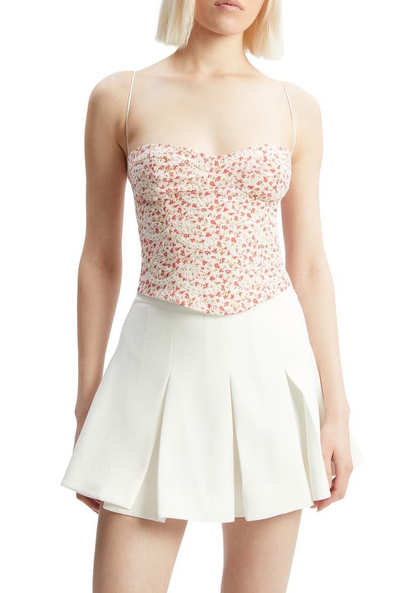 Estie Eyelet Embroidery Corset Top, Main, color, RED FLORAL