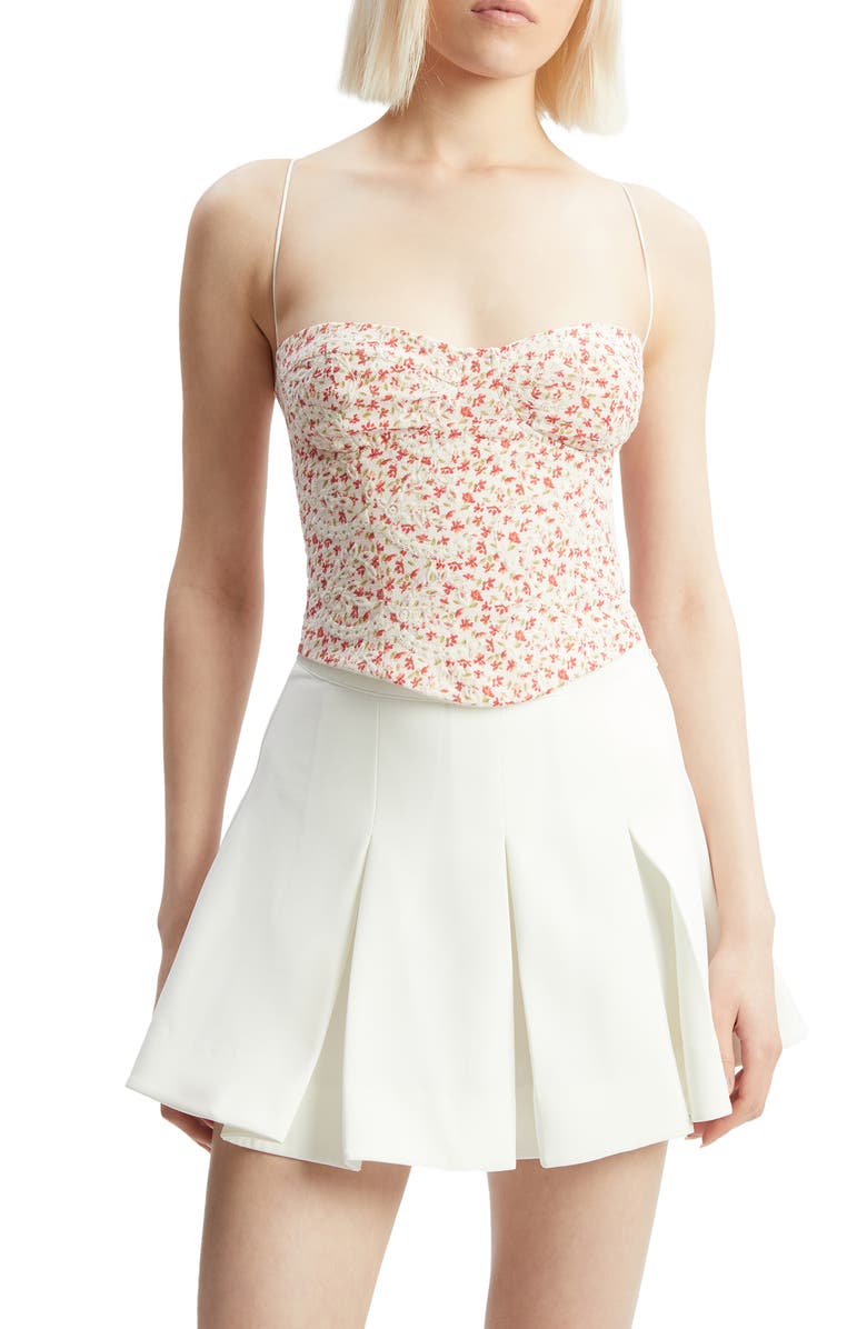 Bardot Estie Eyelet Embroidery Corset Top, Main, color, Red Floral