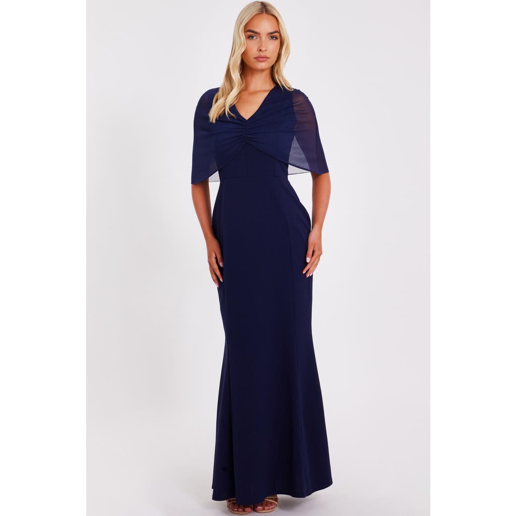 Quiz Scuba Crepe Maxi Dress With Mesh Cape