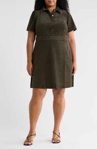 Short Sleeve Corduroy Minidress
