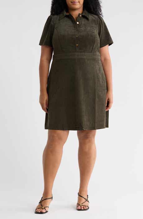 Short Sleeve Corduroy Minidress