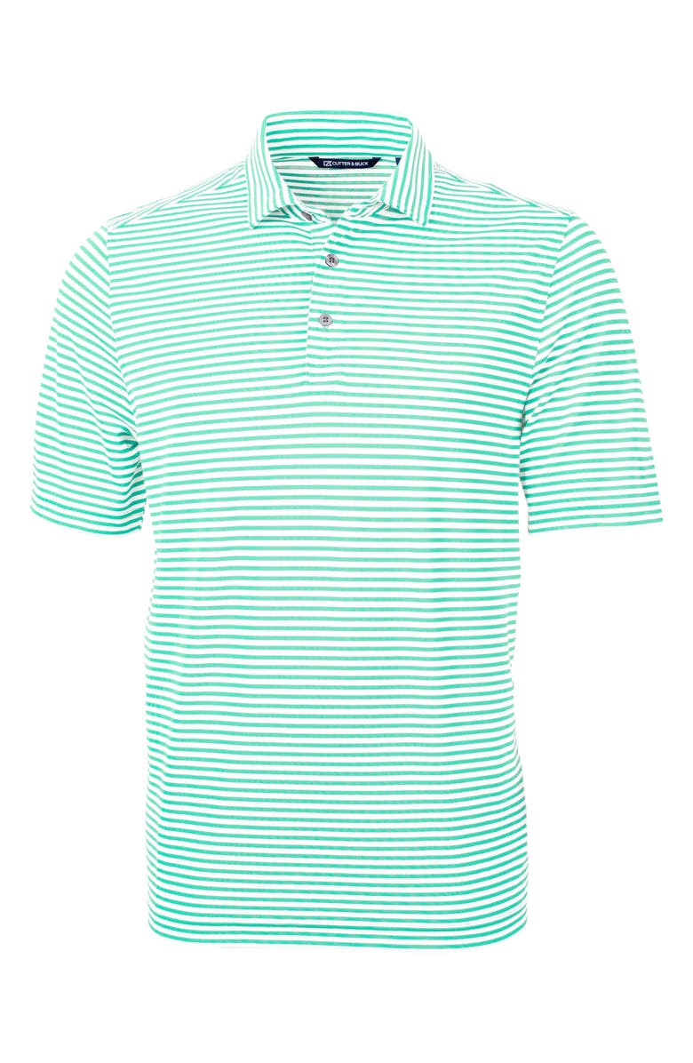 Cutter & Buck Virtue Piqué Stripe Recycled Blend Polo, Main, color, Fresh Mint