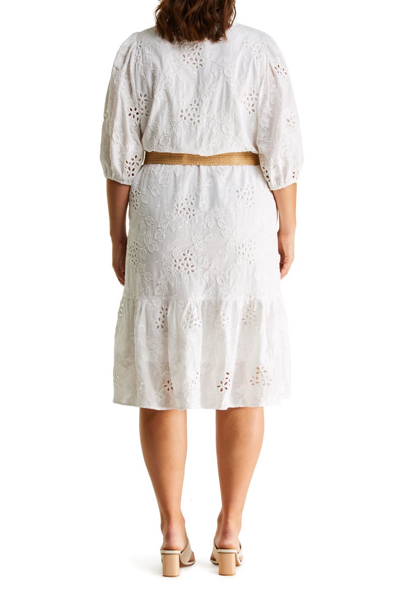 Siren Eyelet Belted Dress, Alternate, color, MILK