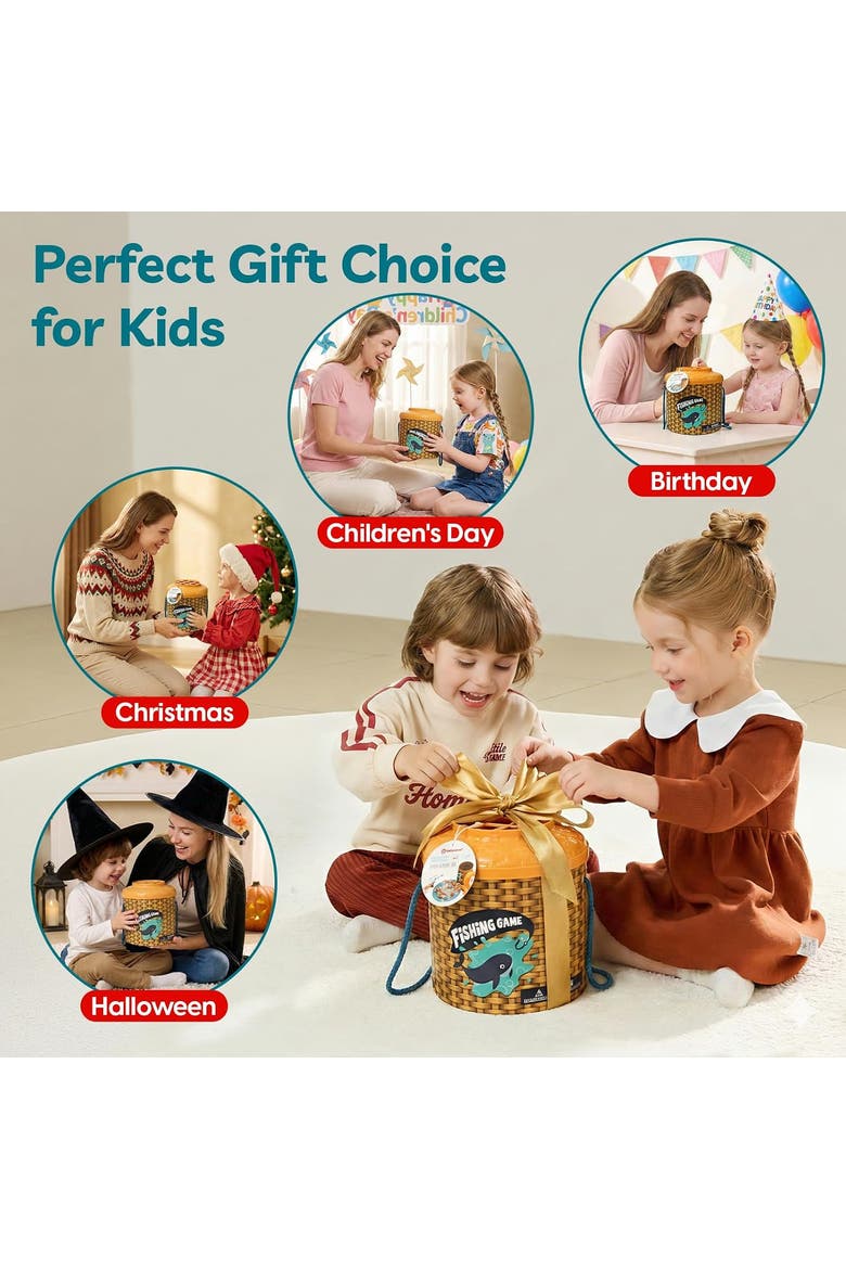 2-in-1 Wooden Magnetic Bird Feeding & Fishing Game Set for Fine Motor Skill Development, Alternate, color, Multicolor