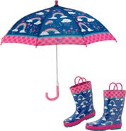 Stephen Joseph Print Rain Boots & Umbrella Set