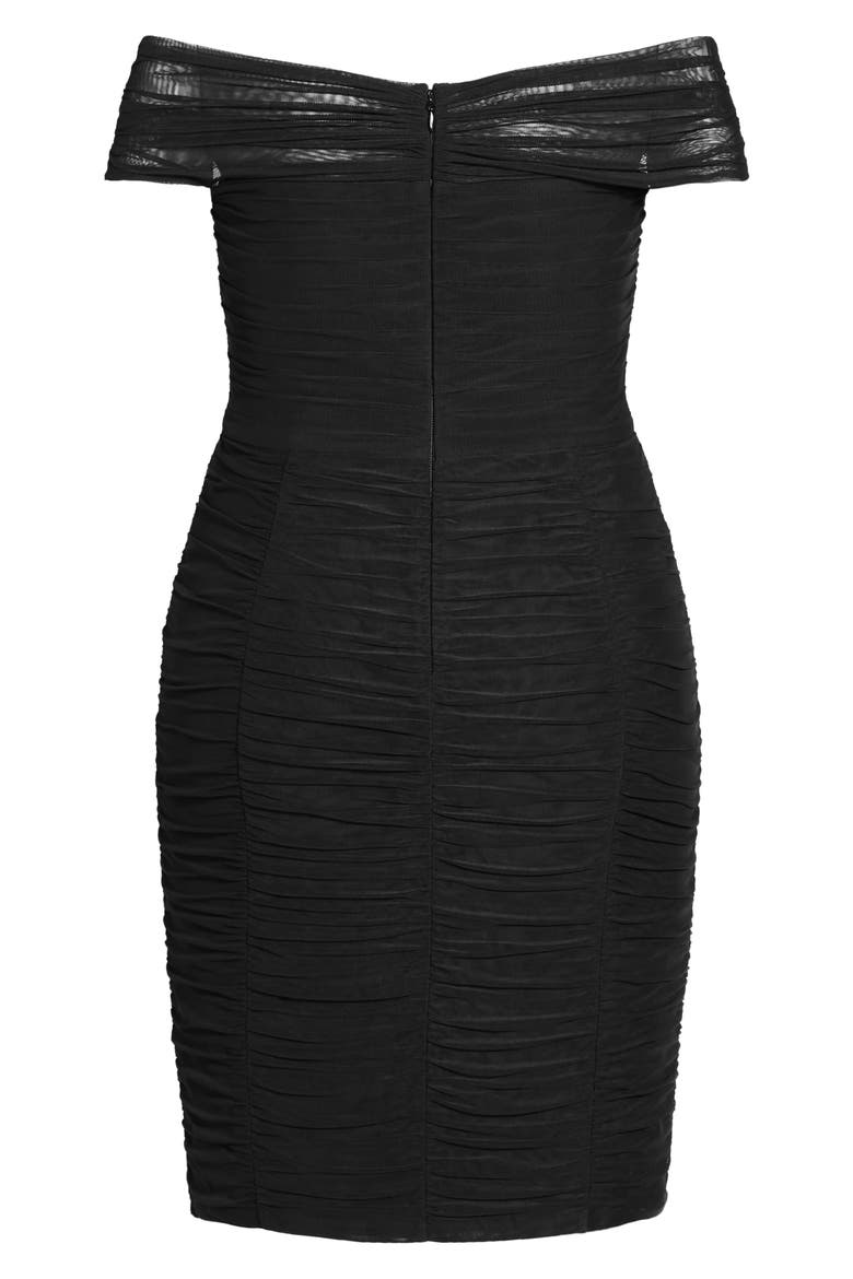 Sophia Ruched Off the Shoulder Dress, Alternate, color, BLACK