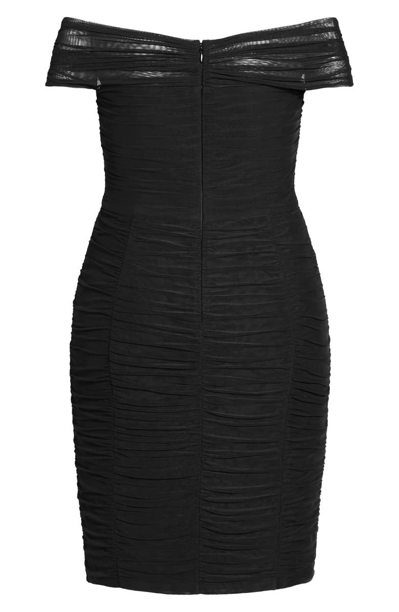 City Chic Sophia Ruched Off the Shoulder Dress, Alternate, color, Black