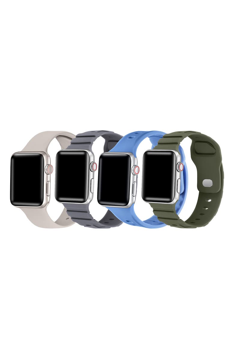 The Posh Tech Assorted 4-Pack Silicone Apple Watch<sup>®</sup> Watchbands, Main, color, Assorted