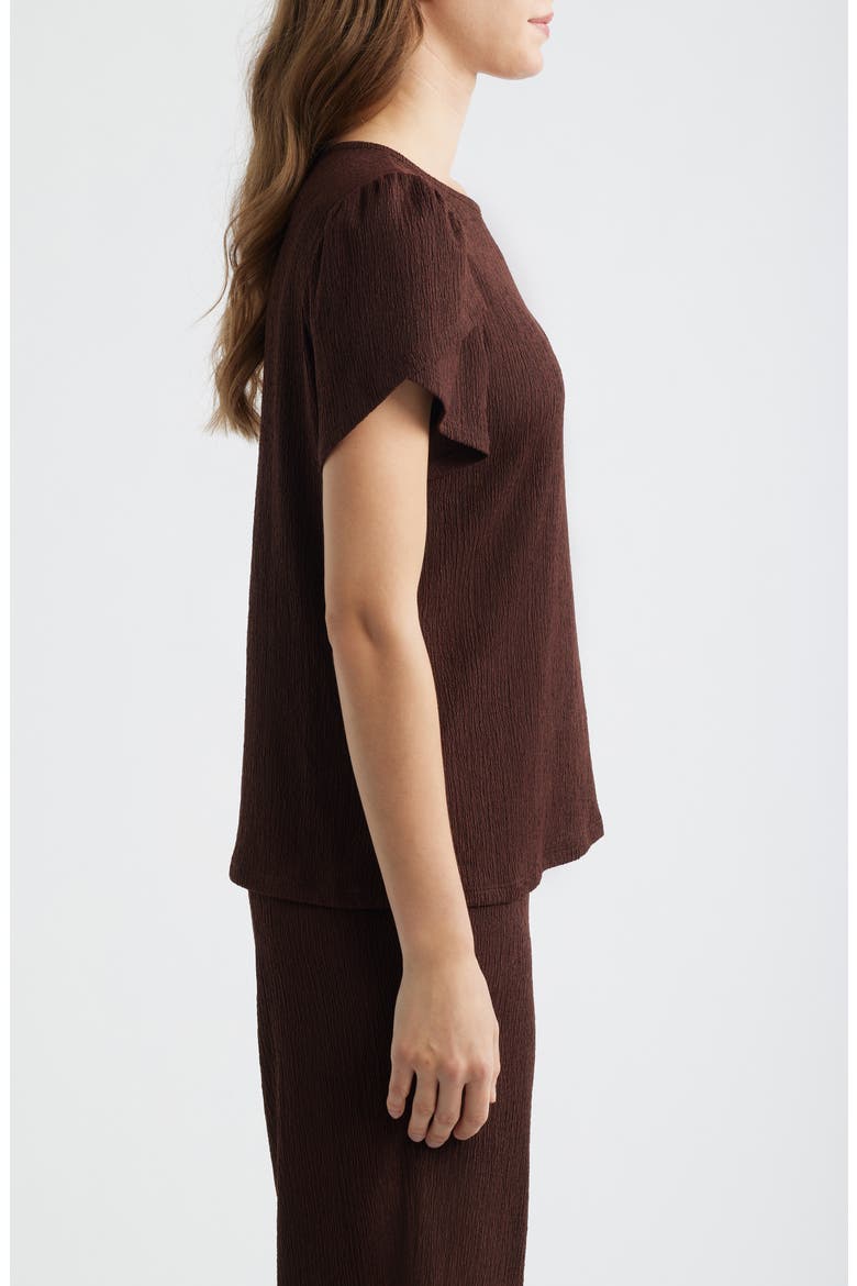 Tulip Sleeve Crepe Top, Alternate, color, DARK CHOCOLATE