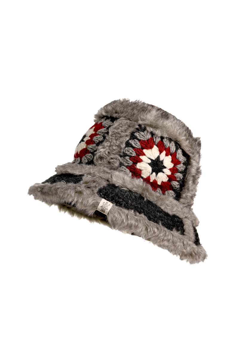 Nirvanna Designs Crochet Sun Hat With Fur Piping, Alternate, color, 