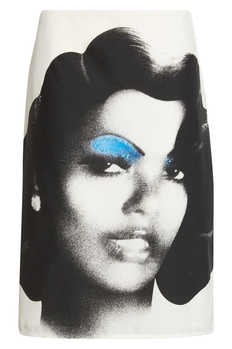 Print Silk Poplin Skirt, Alternate, color, WHITE BLACK LIGHT BLUE