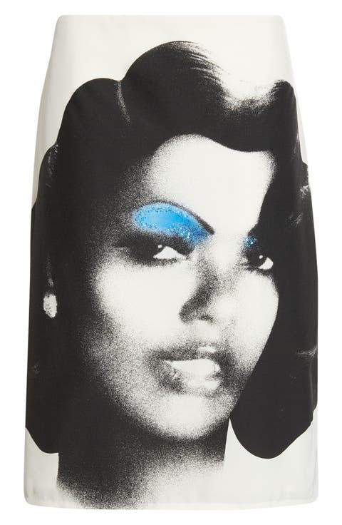 Print Silk Poplin Skirt