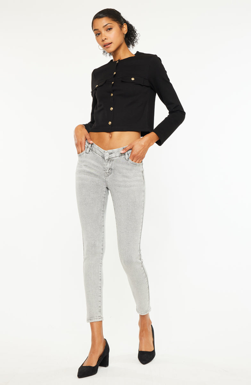 Kancan Kiara Mid Rise Ankle Skinny Jeans In Gray