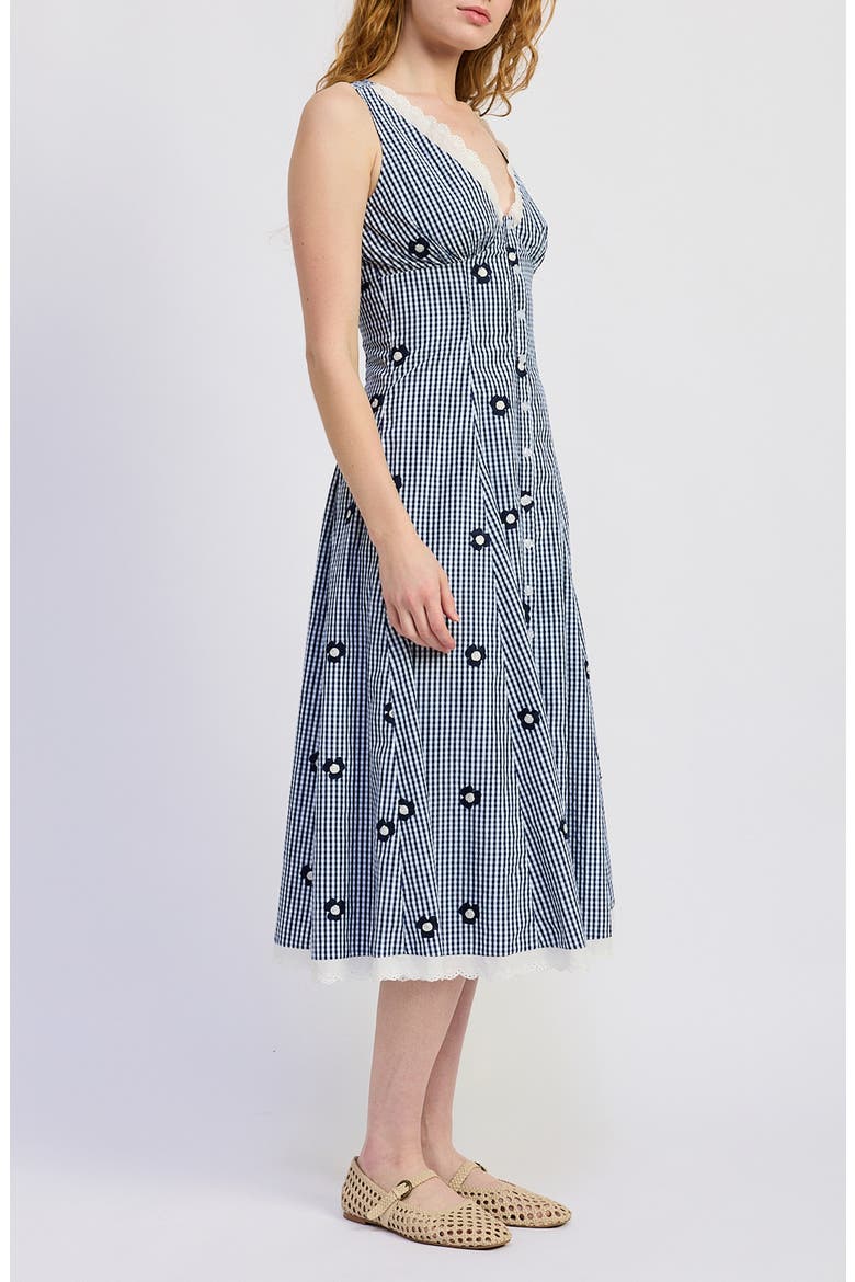 Hera Gingham Midi Dress, Alternate, color, NAVY WHITE