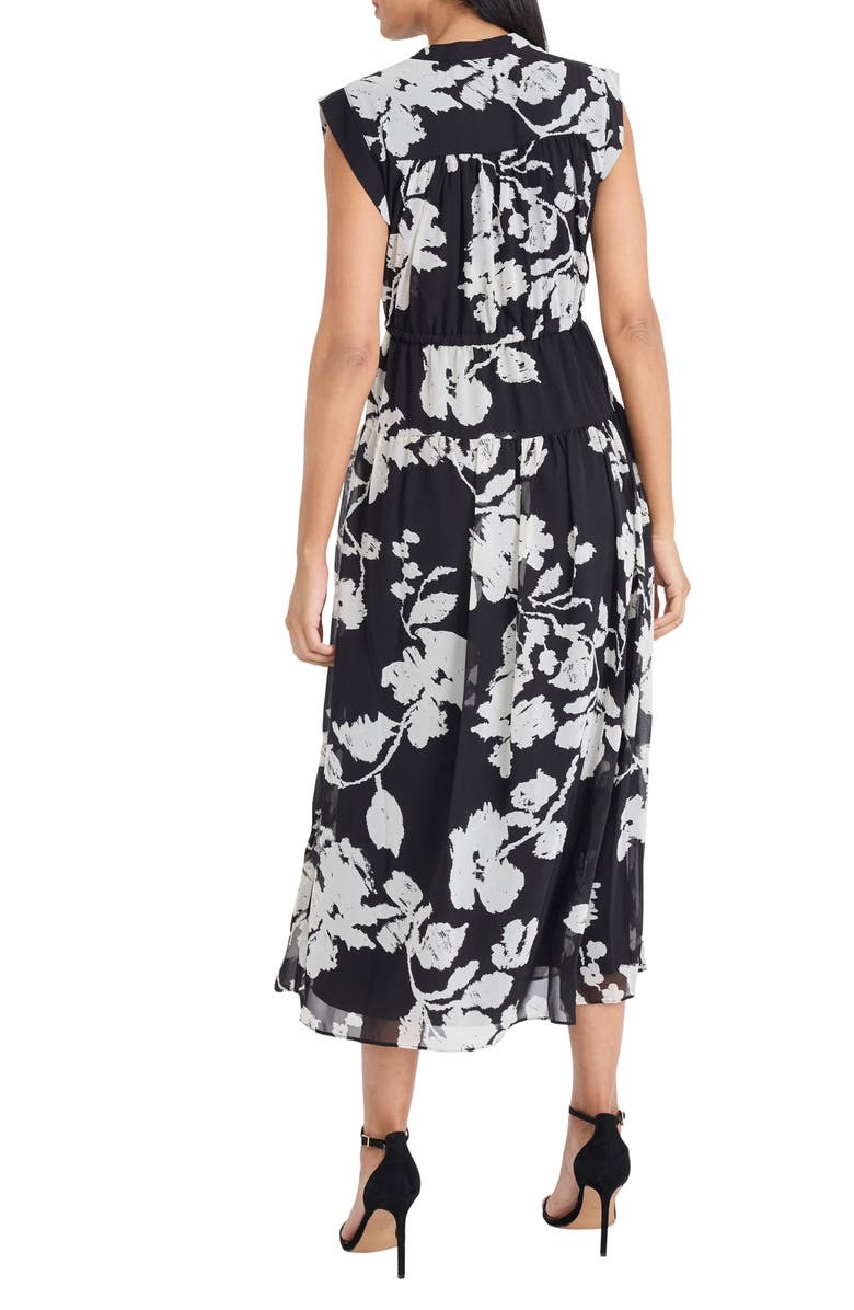 Maggy London Floral Sleeveless Chiffon Maxi Dress, Alternate, color, Black/ Ivory