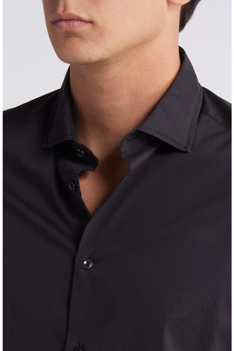 Slim Fit Stretch Poplin Button-Up Shirt, Alternate, color, BLACK