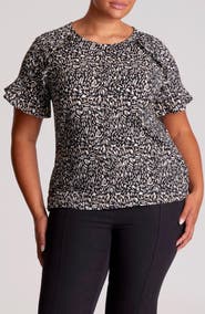 Estelle Abstract Geo Flutter Sleeve Top