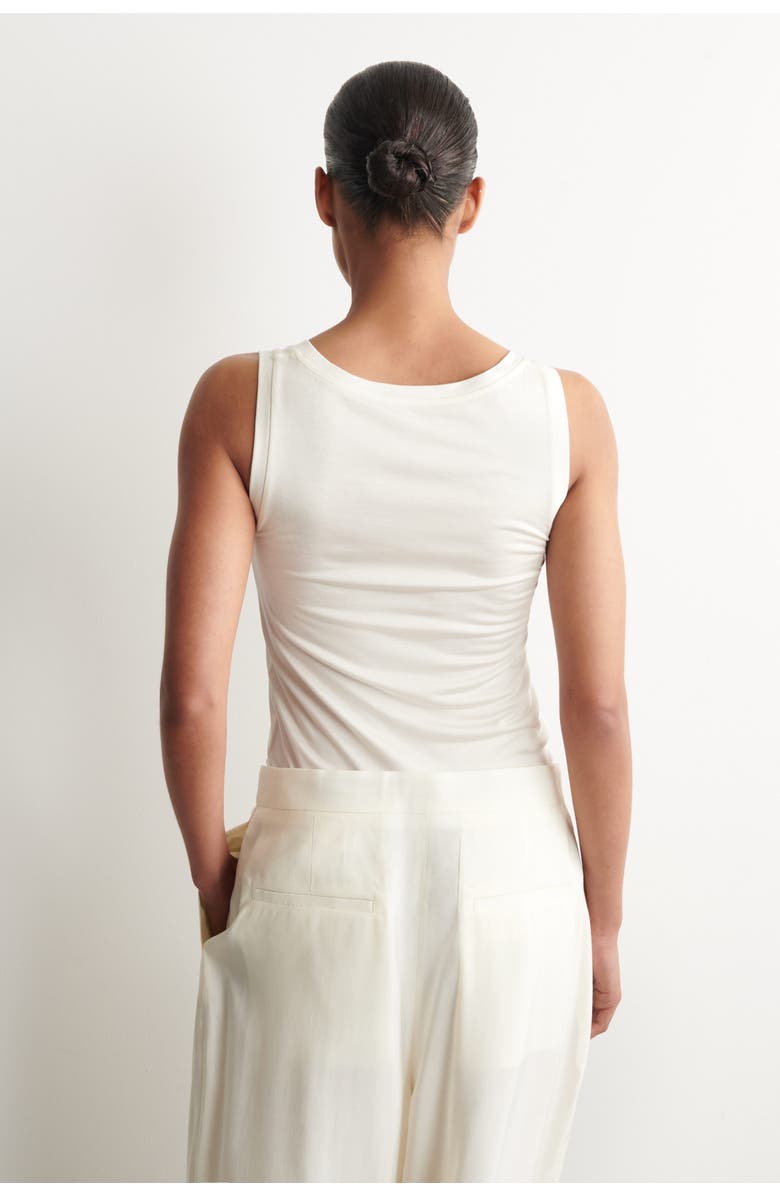 COS Scoop-neck Silk-jersey Tank Top, Alternate, color, White