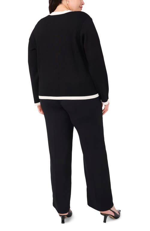Halogenr Halogen(r) Contrast Trim Cardigan In Rich Black