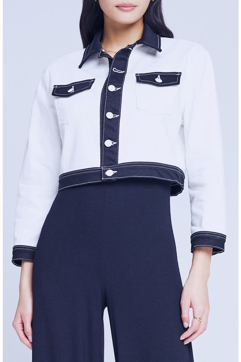 Koda Colorblock Crop Jacket, Alternate, color, WHITE/BLACK
