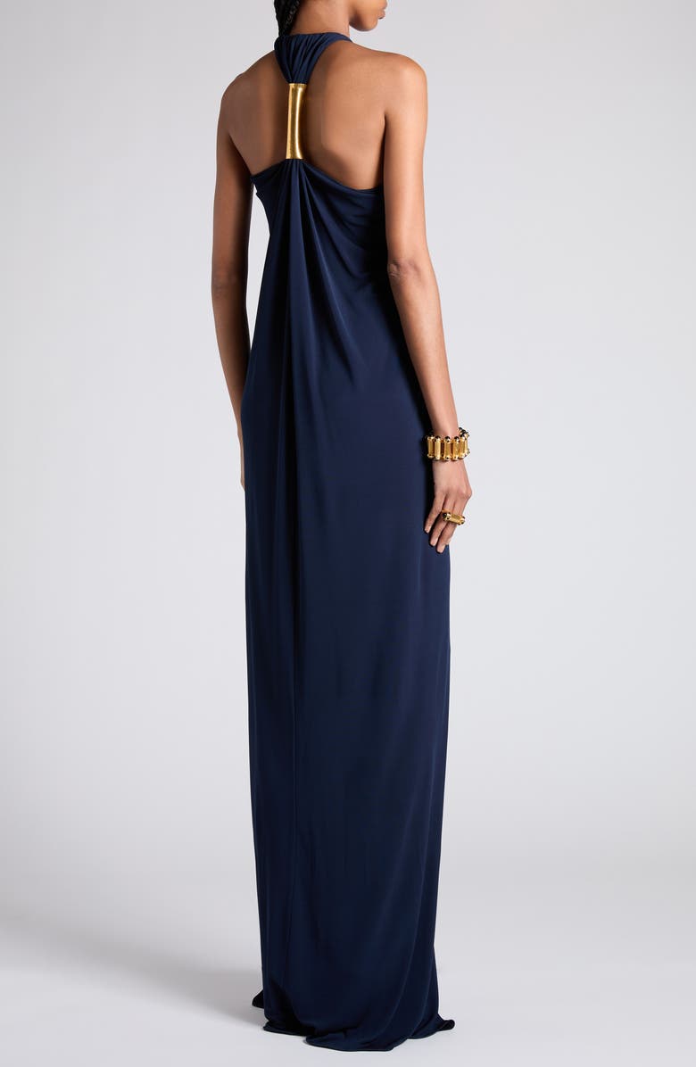 TOM FORD Gathered Racerback Crepe Jersey Gown, Alternate, color,