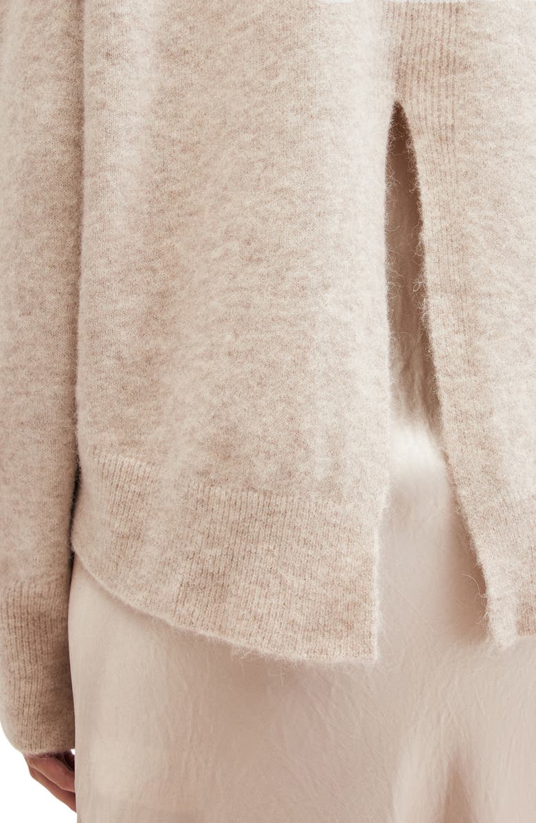 AllSaints Nico Alpaca & Wool Blend Turtleneck Sweater & Satin Slipdress, Alternate, color, 