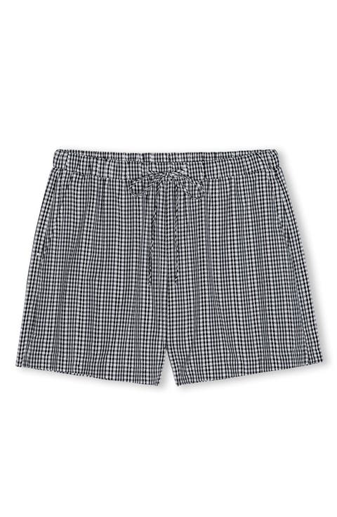 Jenner Gingham Cotton Drawstring Shorts