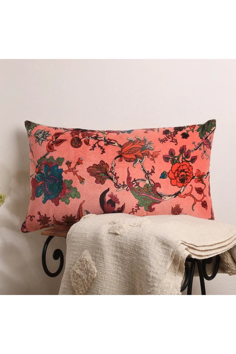 Velvet Eden Floral Pillow | Cotton Fabric, Alternate, color, Pink