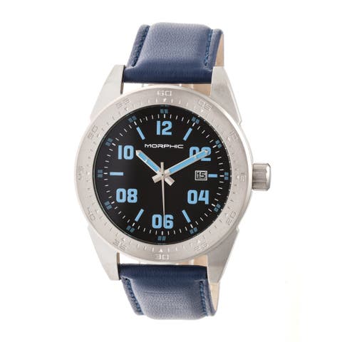 M63 Series Leather-Band Watch w/Date