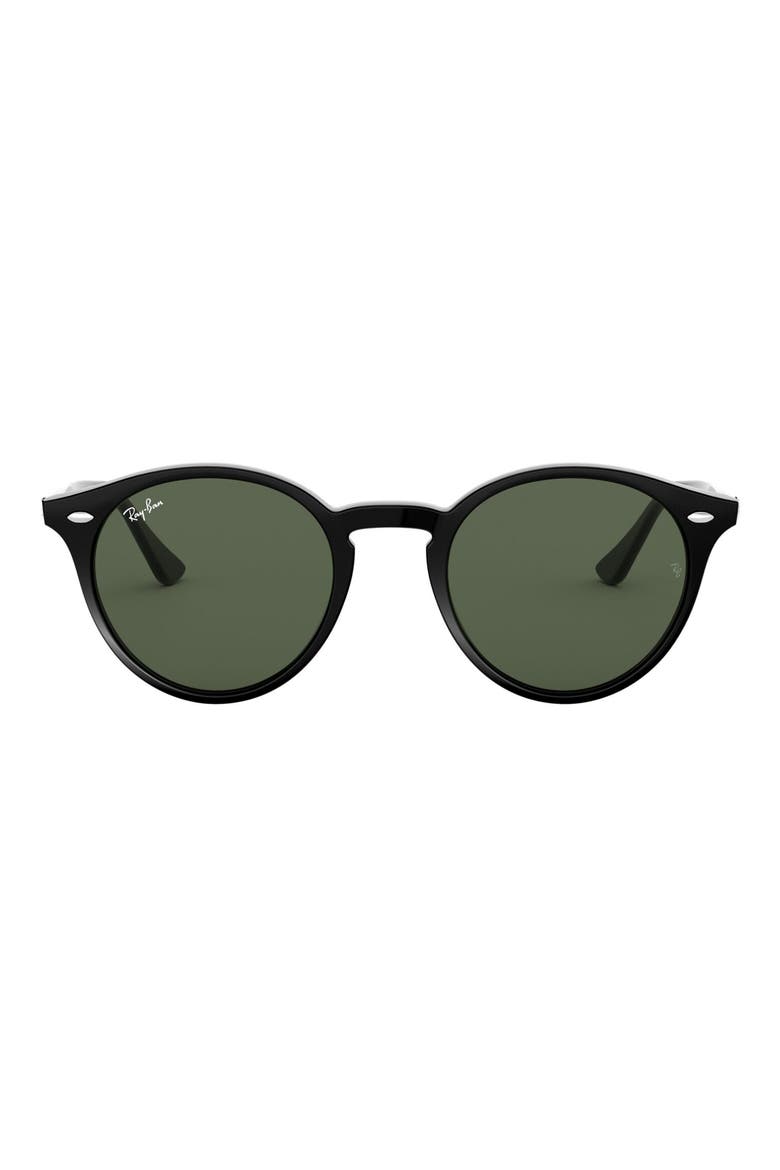 Highstreet 49mm Round Sunglasses, Main, color, BLACK