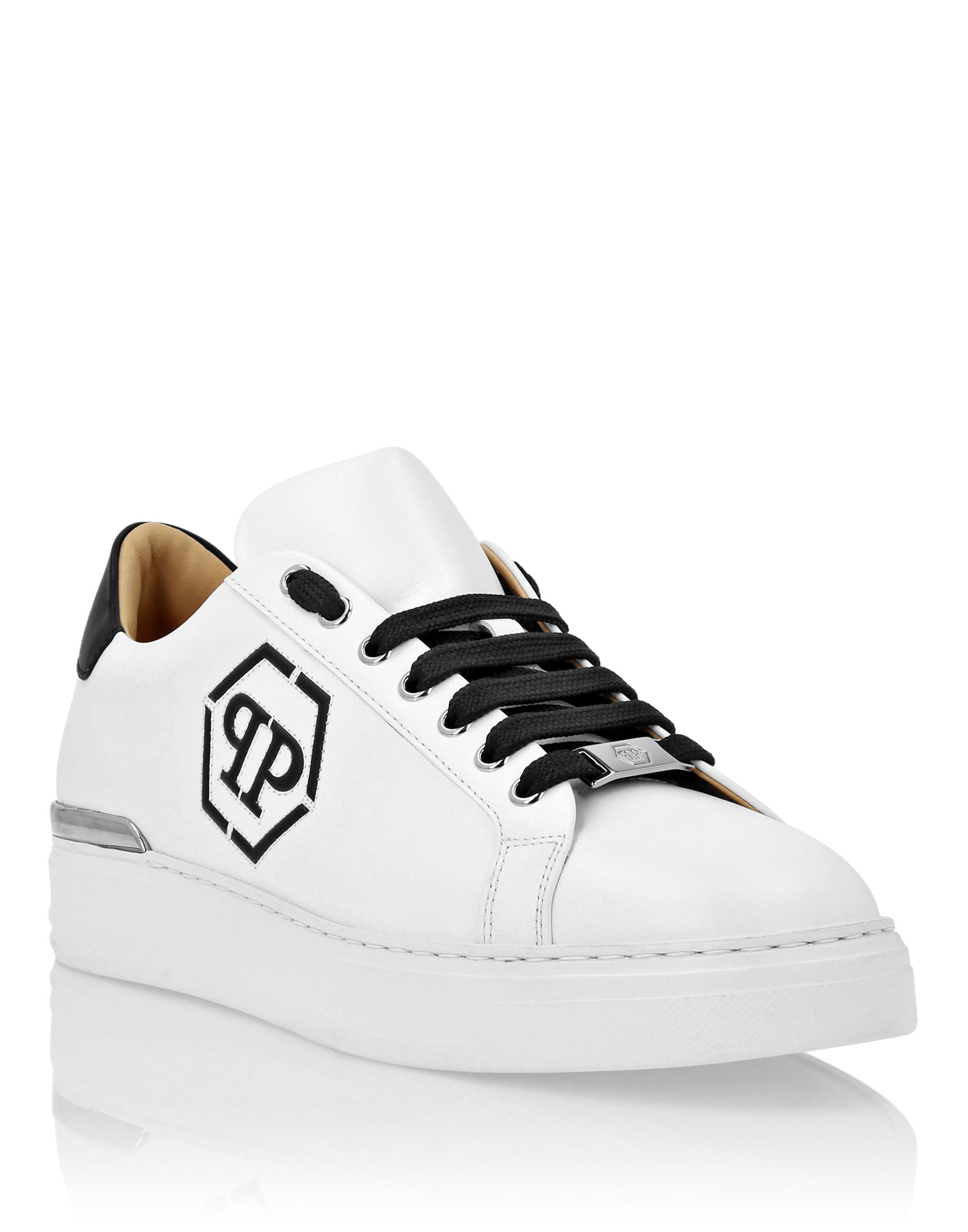 Nappa Leather Lo-Top Sneakers Hexagon Unisex, Main, color, black