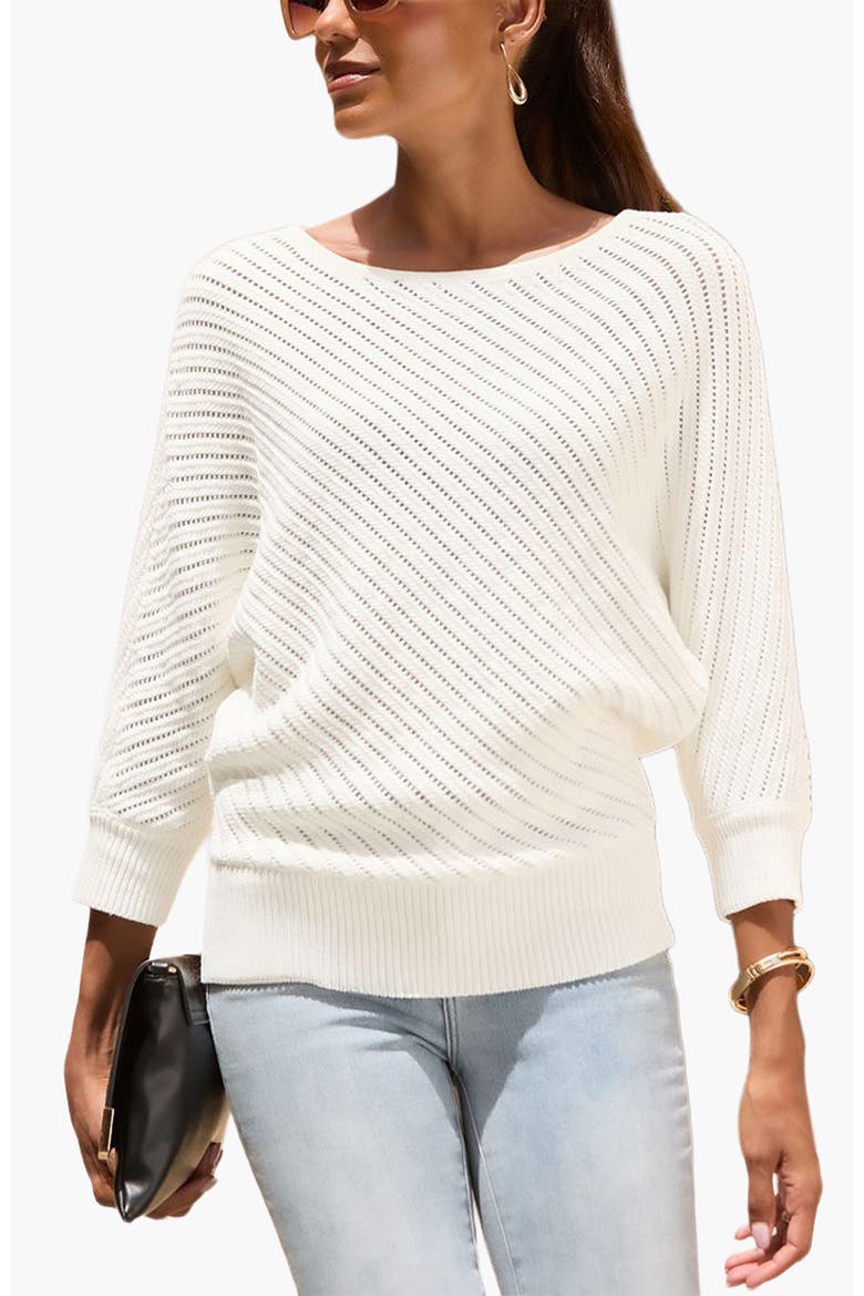 3/4 Sleeve Boat Neck Sweater, Main, color, Ivory