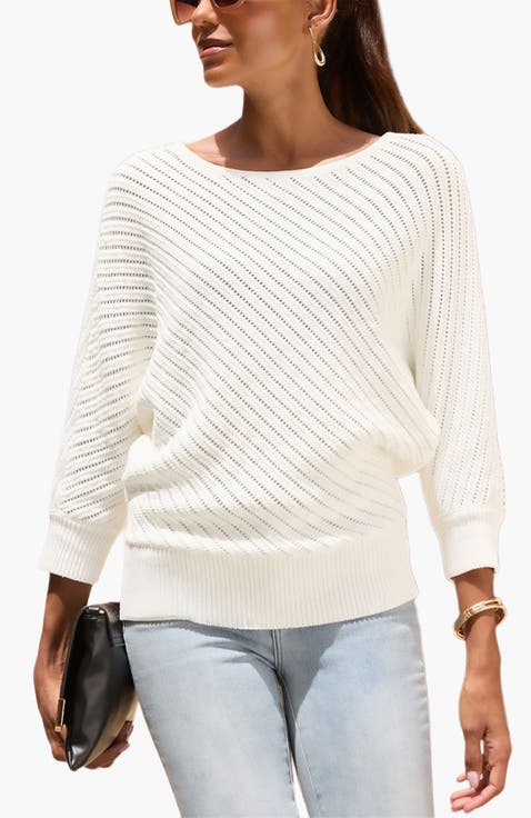 3/4 Sleeve Boat Neck Sweater