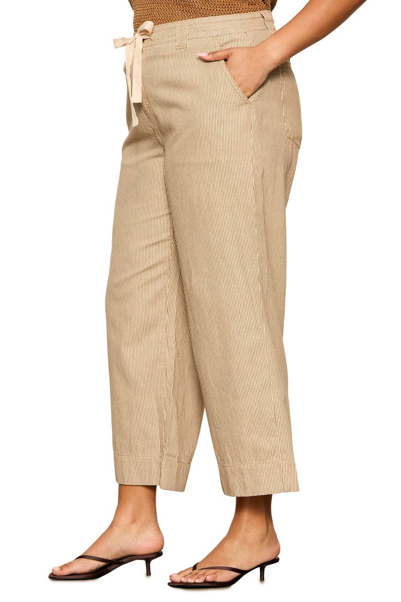 Lily Stripe Crop Pants, Alternate, color, BROWN
