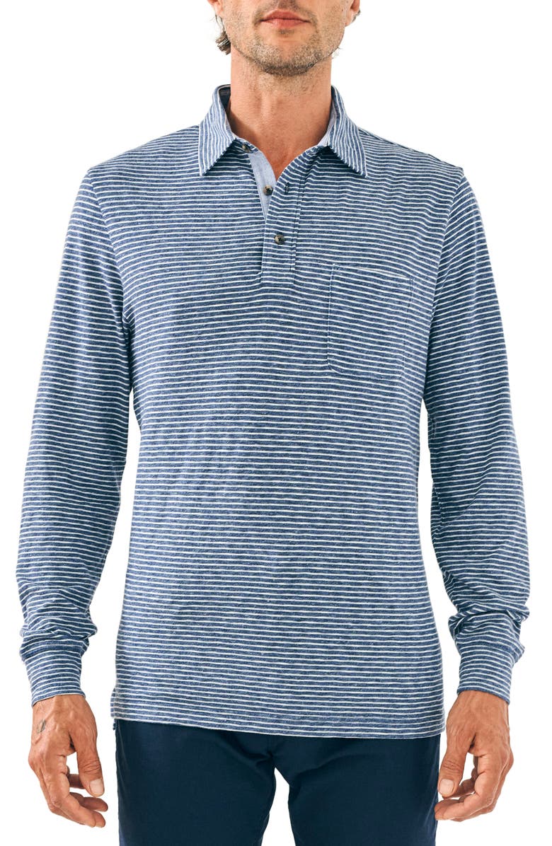 Faherty Stripe Long Sleeve Luxe Organic Cotton Polo, Main, color, 