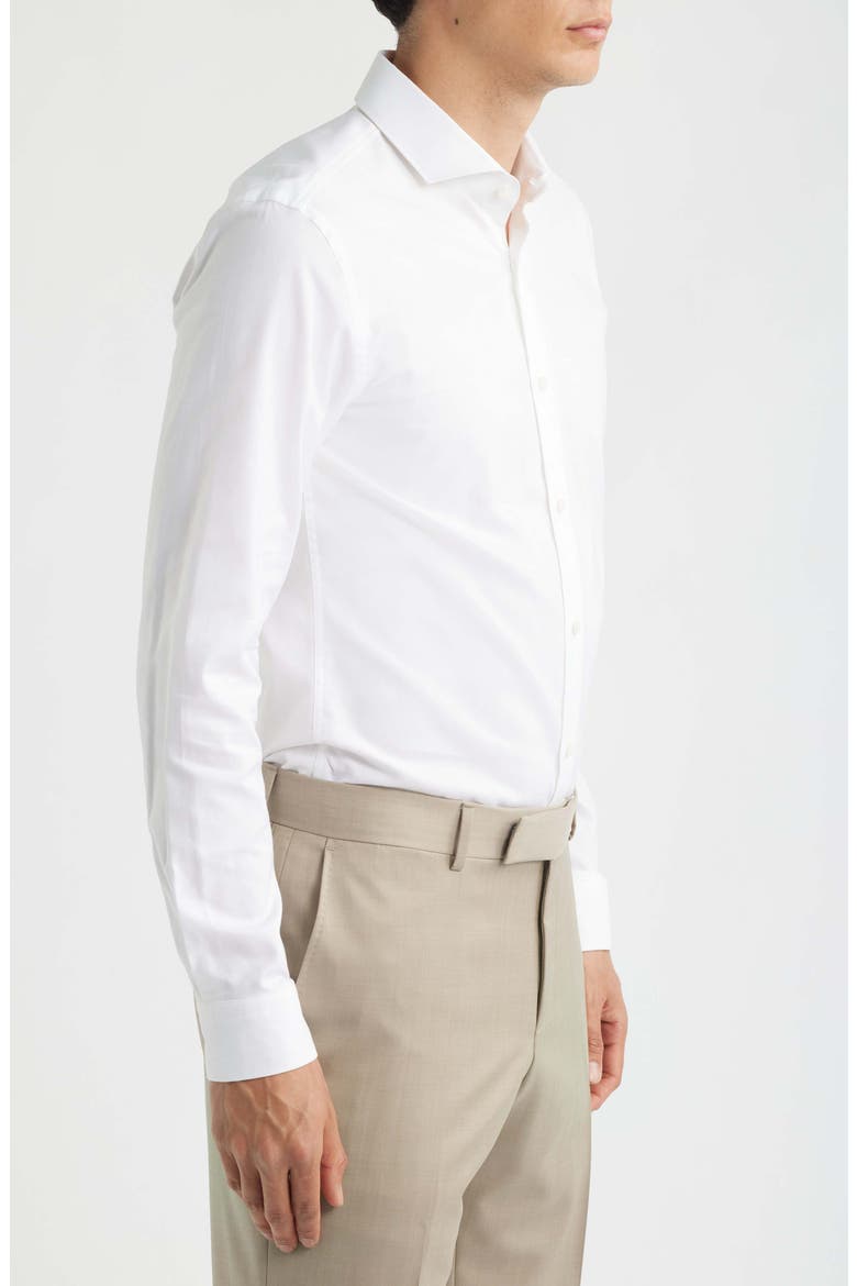Hank Slim Fit Solid Cotton Dress Shirt, Alternate, color, WHITE