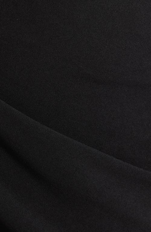 Connected Apparel Chiffon Sleeve Faux Wrap Dress In Black