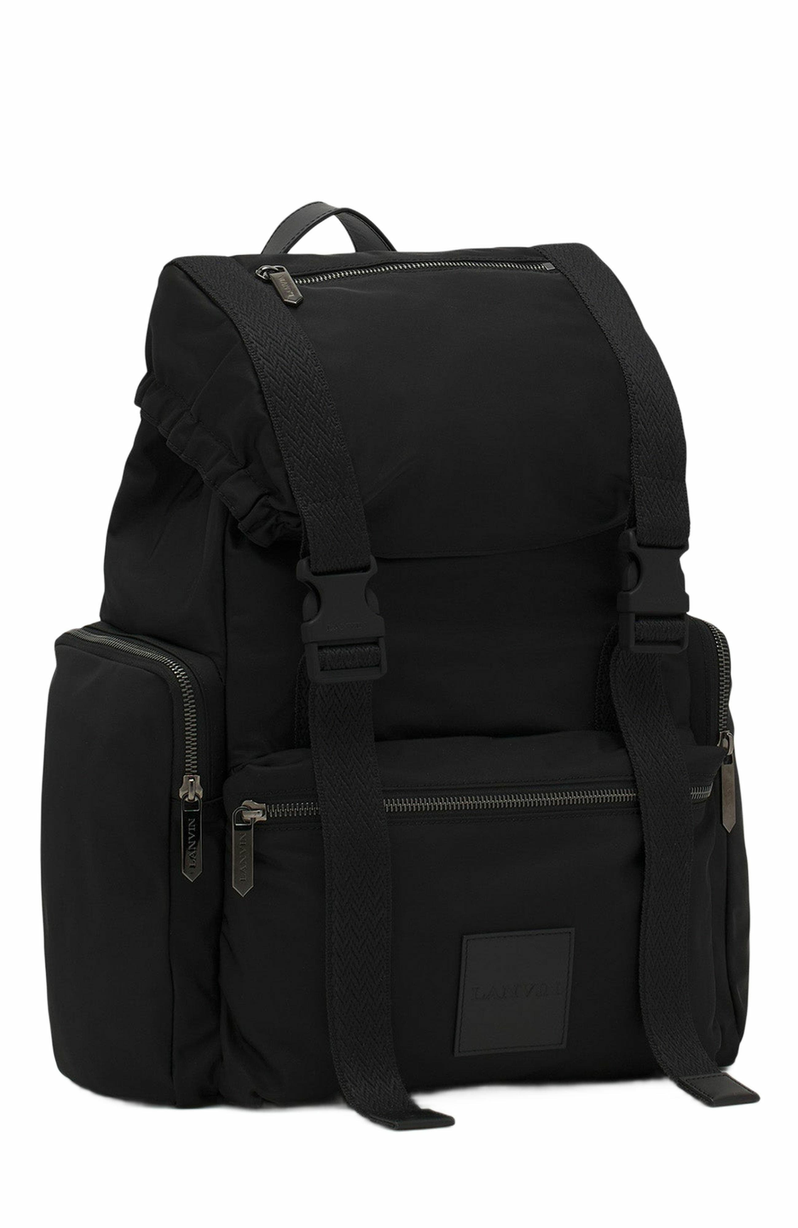 Lanvin Curb Backpack In Recycled Nylon, Alternate, color, Black