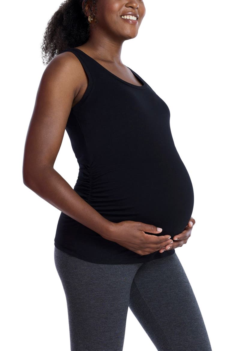 Scoop Neck Side-Ruched Maternity Tank Top - 2 Pack, Alternate, color, Black & Grey
