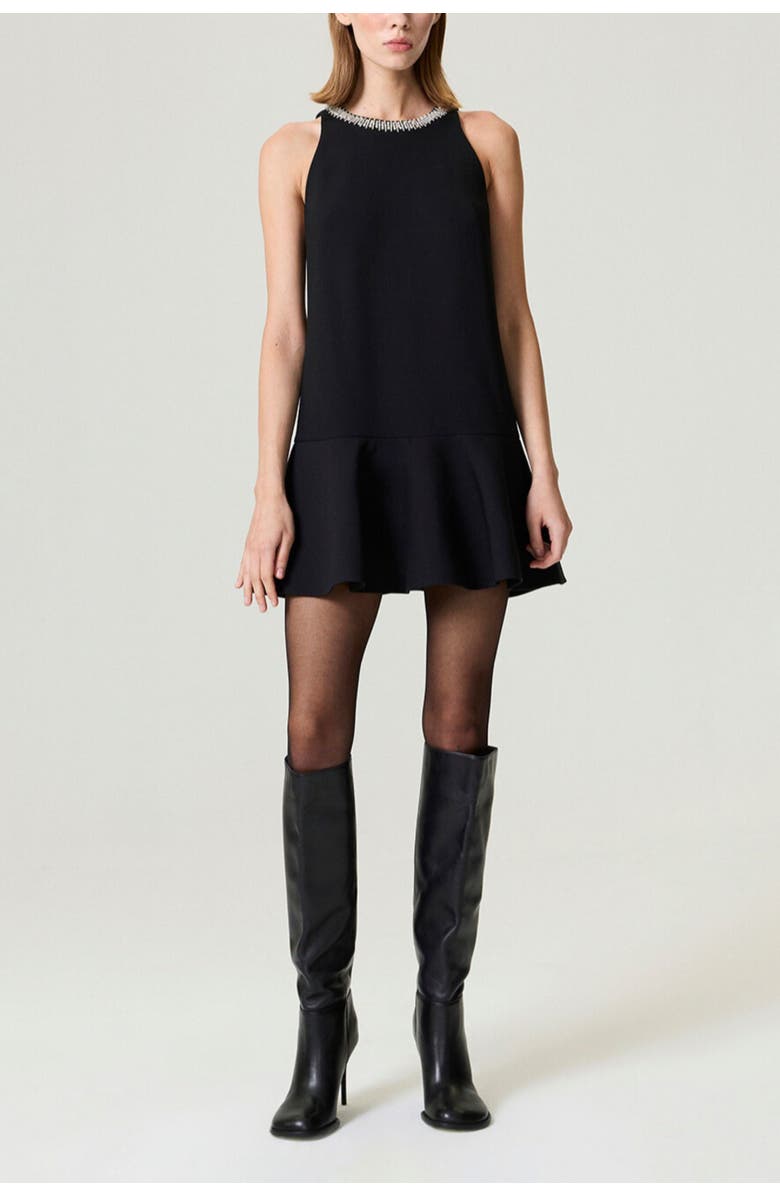 Nocturne Ruffled Mini Dress, Main, color, Black